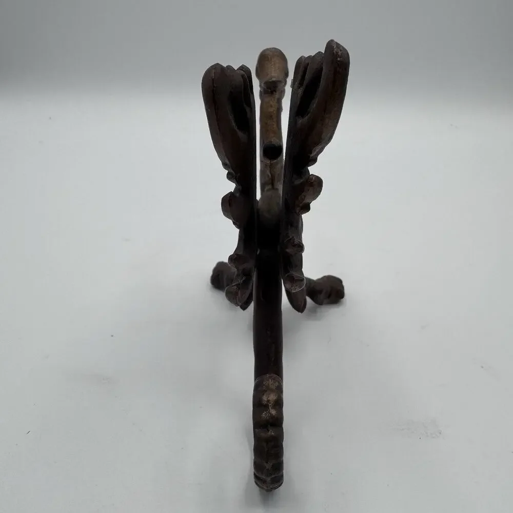 Vintage Cast Iron Winged Griffin Dragon Figurine 4.5” Heavy Gothic Decor 14 oz